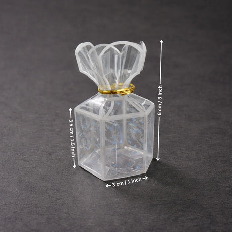 Hexagon Candy Bag Style PVC Goodie Box | Transparent Return Gift Box | 2 Sizes Available | Pack of 10