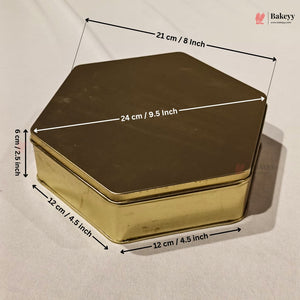 Hexagonal Metal Cake Tin Box with Lid | Premium Decorative Tin for Plum Cake, Dream Cake & Gift Packing | Reusable Storage Container