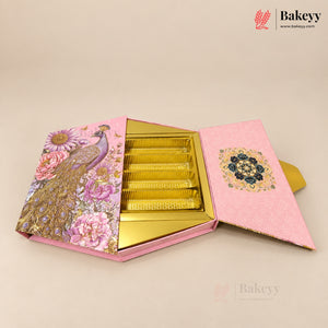 Hexagonal Printed Box with Golden Cavity & Magnetic Lock | 4 Designs | Pack of 1