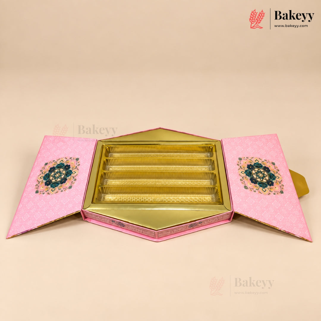 Hexagonal Printed Box with Golden Cavity & Magnetic Lock | 4 Designs | Pack of 1
