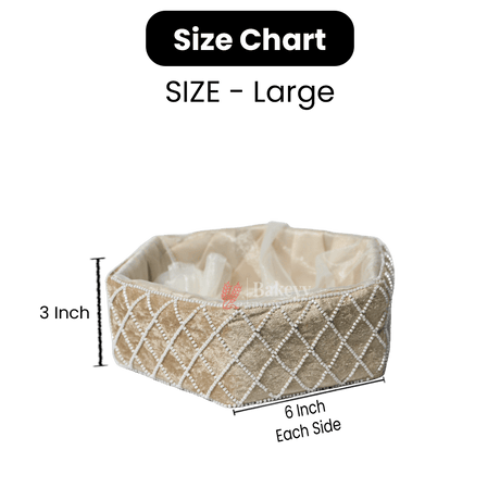 Hexagonal Velvet Pearl Embellished Hamper | Luxurious Gifting Basket - Bakeyy.com - India - Hexagonal Velvet Pearl Embellished Hamper | Luxurious Gifting Basket - Small