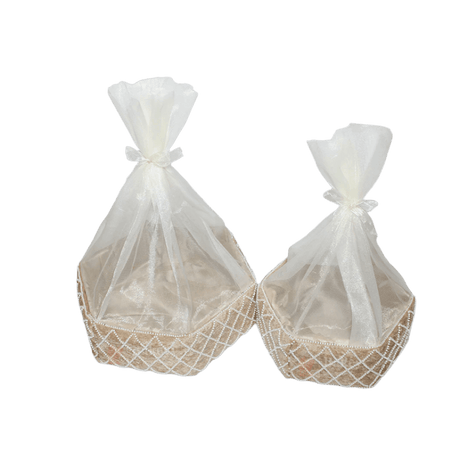 Hexagonal Velvet Pearl Embellished Hamper | Luxurious Gifting Basket - Bakeyy.com - India - Hexagonal Velvet Pearl Embellished Hamper | Luxurious Gifting Basket - Small
