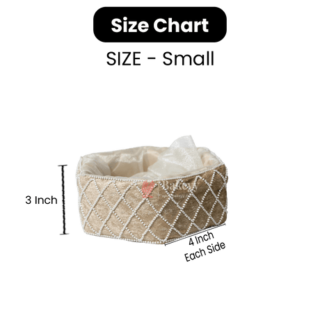 Hexagonal Velvet Pearl Embellished Hamper | Luxurious Gifting Basket - Bakeyy.com - India - Hexagonal Velvet Pearl Embellished Hamper | Luxurious Gifting Basket - Small