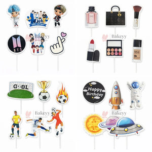 Hobbies_Lifestyle_Cake_Toppers_Fun_Hobby-Themed_Decor_Picks_Assorted_Adult_Theme_Pack_Pack_of_6 - Bakeyy.com