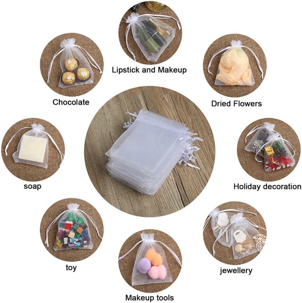 13x18 CM | Organza Potli Bags | White Colour | Candy Bag - Bakeyy.com - India - 13x18 CM | Organza Potli Bags | White Colour | Candy Bag - Pack Of 50 / 13x18 cm / 5x7 inch / White