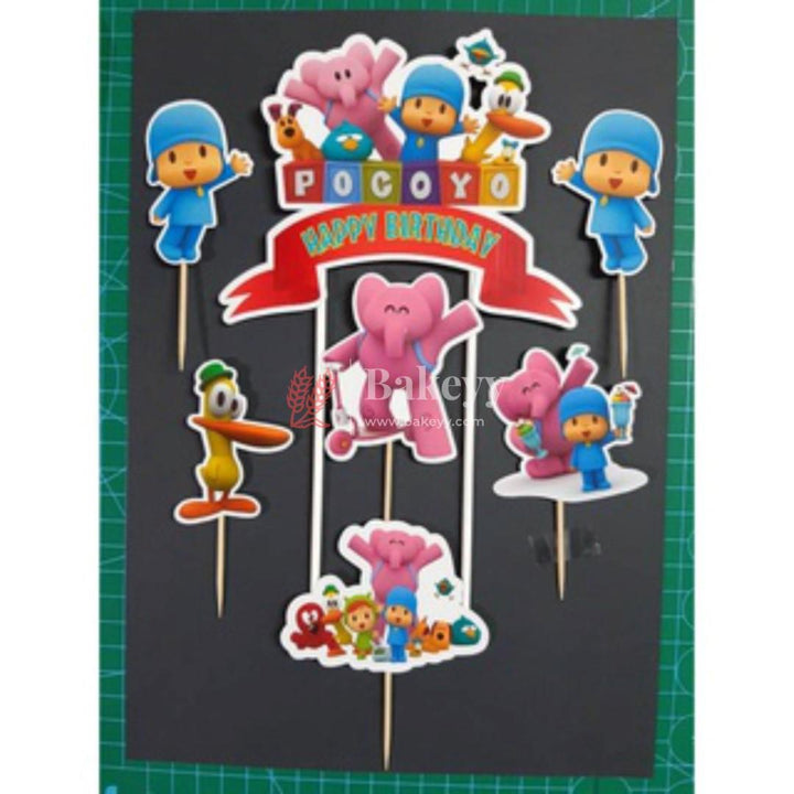 6pcs Baby Boss Boy theme Pocoyo Birthday Cake Topper| Cupcake Toppers| Bday Decorations Items - Bakeyy.com