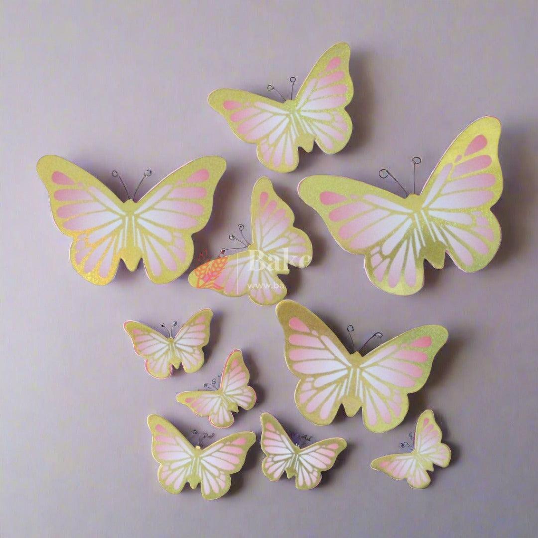 10 pcs shiny butterfly Birthday Cake Topper| decoration Toppers| Bday Decorations Items - Bakeyy.com - India - 10 pcs shiny butterfly Birthday Cake Topper| decoration Toppers| Bday Decorations Items - Design 2 - Peach