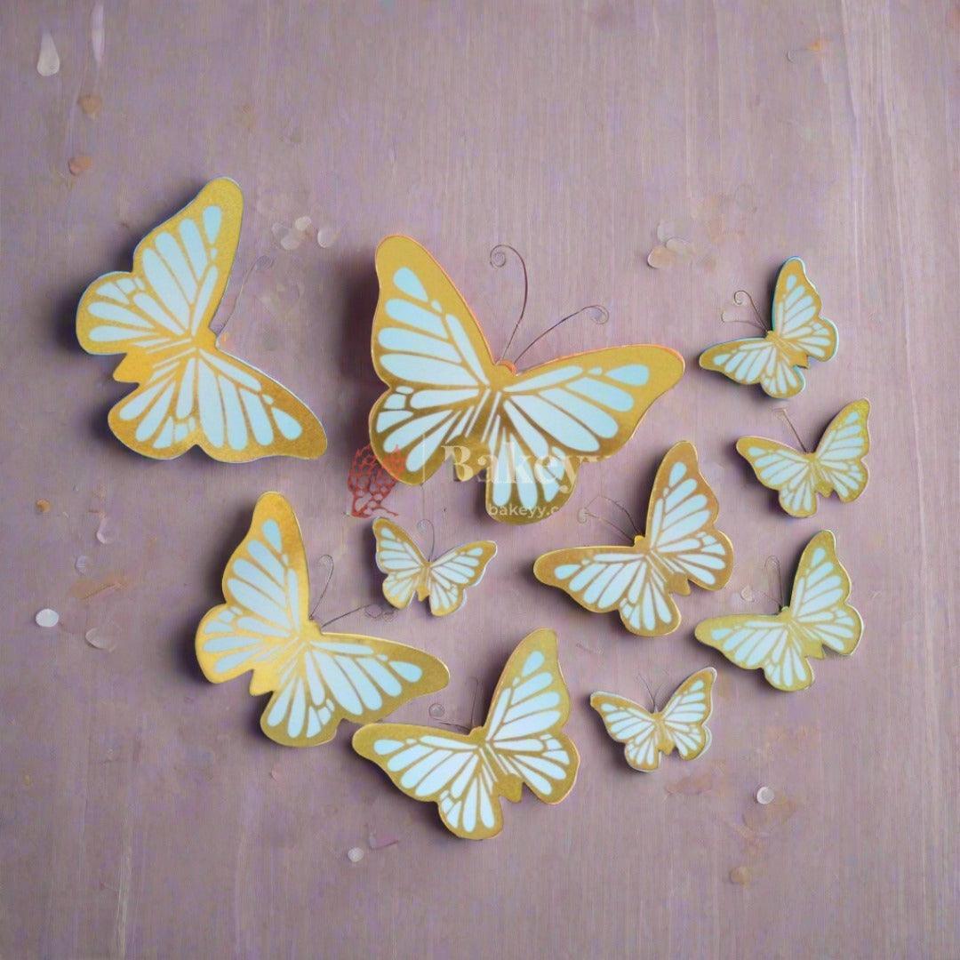 10 pcs shiny butterfly Birthday Cake Topper| decoration Toppers| Bday Decorations Items - Bakeyy.com - India - 10 pcs shiny butterfly Birthday Cake Topper| decoration Toppers| Bday Decorations Items - Design 1 - Blue