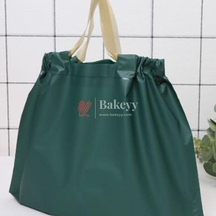 Small Reusable Smooth Plastic Tote Bag with Drawstring Closure| Pack of 50 - Bakeyy.com