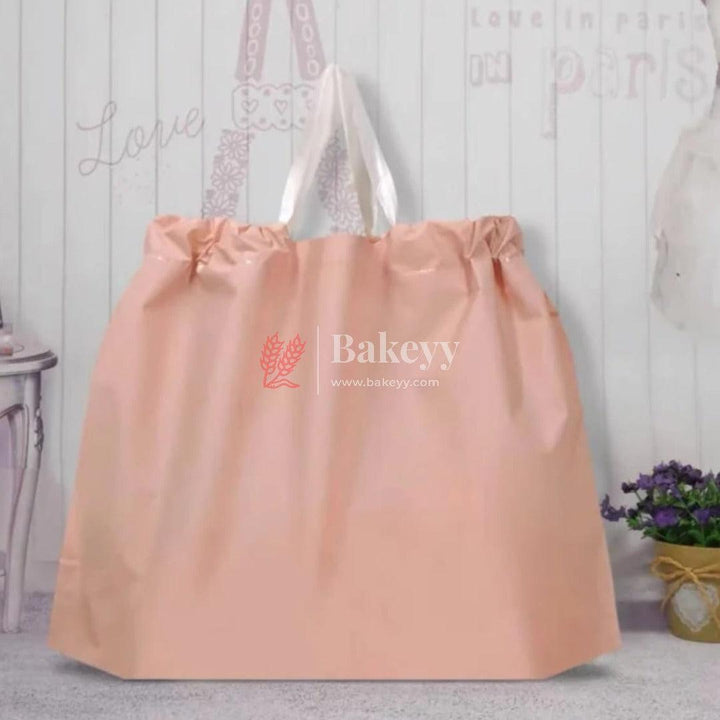 Small Reusable Smooth Plastic Tote Bag with Drawstring Closure| Pack of 50 - Bakeyy.com