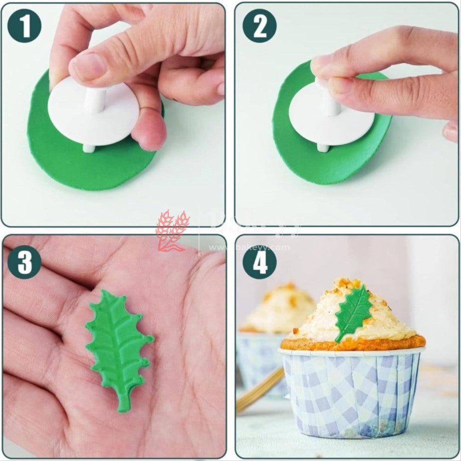 Veined Leaf Plunger Cutters|Set of 3 (Small, Medium, Large)| For Cake Decorating, Fondant, and Cookie Molds - Bakeyy.com - India - Veined Leaf Plunger Cutters|Set of 3 (Small, Medium, Large)| For Cake Decorating, Fondant, and Cookie Molds - Default Title