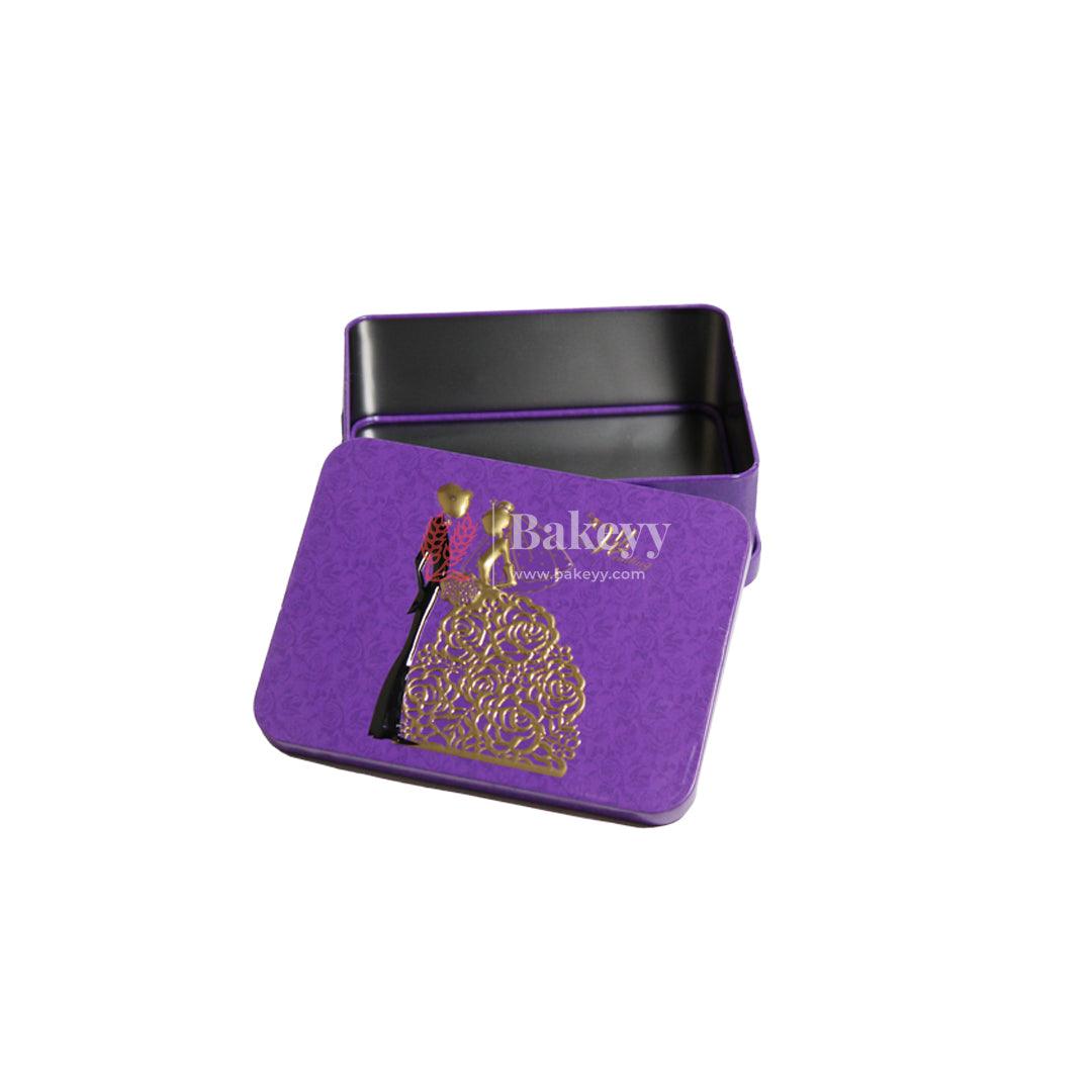 Purple Rectangle Empty Decorative Tin Box | Gift Box | Chocolate Box | Sweet Box | Jewellery Box | Luxury Box | Pack of 8