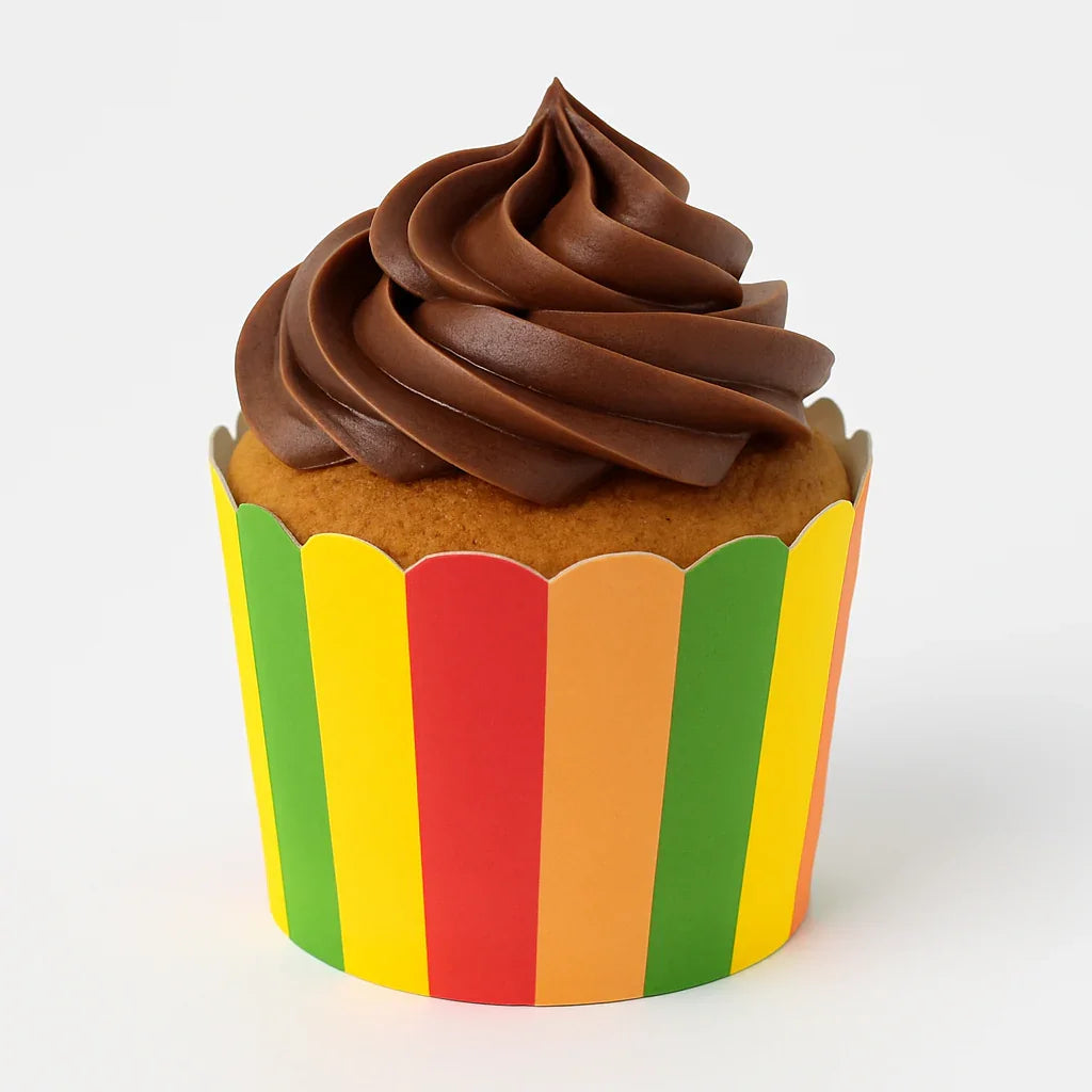 5cm | Rainbow  Design Striped Scallop-Edge Baking Cups – Premium Paper Muffin Cup Liners |Pack Of 50