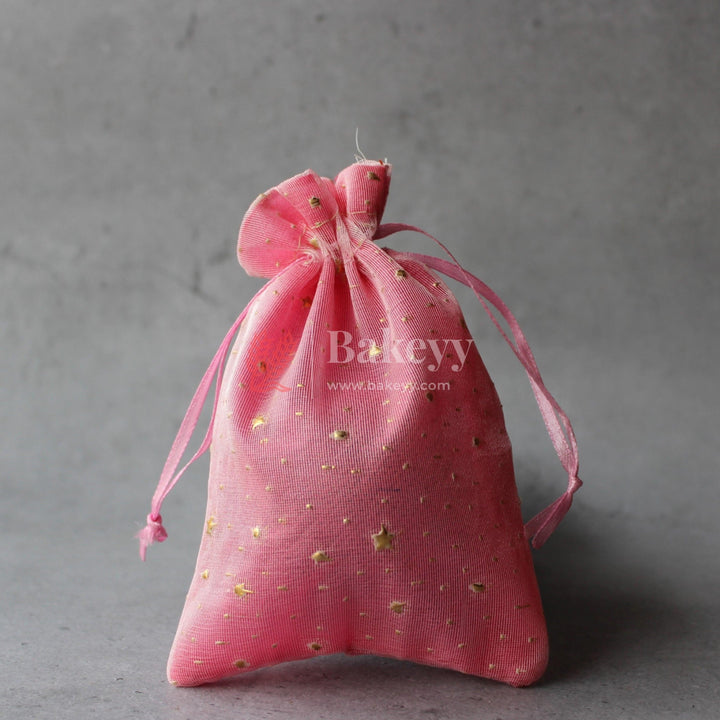 10x14 CM | Cotton Potli Bags | Pack of 50 | Candy Bag | Drawstring Bags - Bakeyy.com - India - 10x14 CM | Cotton Potli Bags | Pack of 50 | Candy Bag | Drawstring Bags - Pink