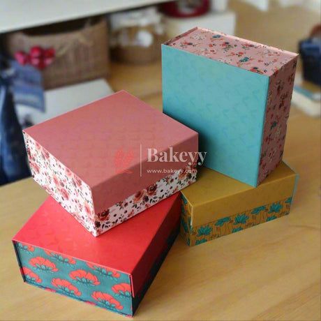 8x8x4 Inch | Collapsible Hamper Boxes | Rigid Box | Cardboard Box | Gift Box - Bakeyy.com - India - 8x8x4 Inch | Collapsible Hamper Boxes | Rigid Box | Cardboard Box | Gift Box - Design 1