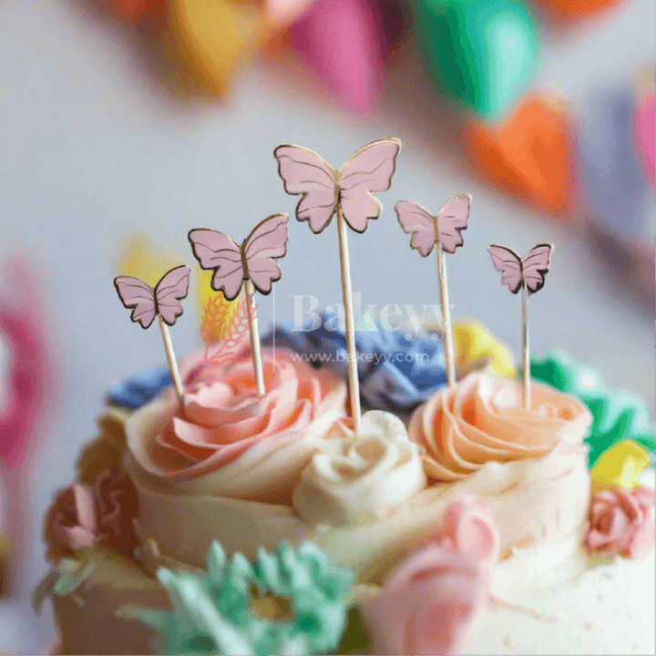 10 pcs shiny butterfly Birthday Cake Topper| decoration Toppers| Bday Decorations Items | - Bakeyy.com