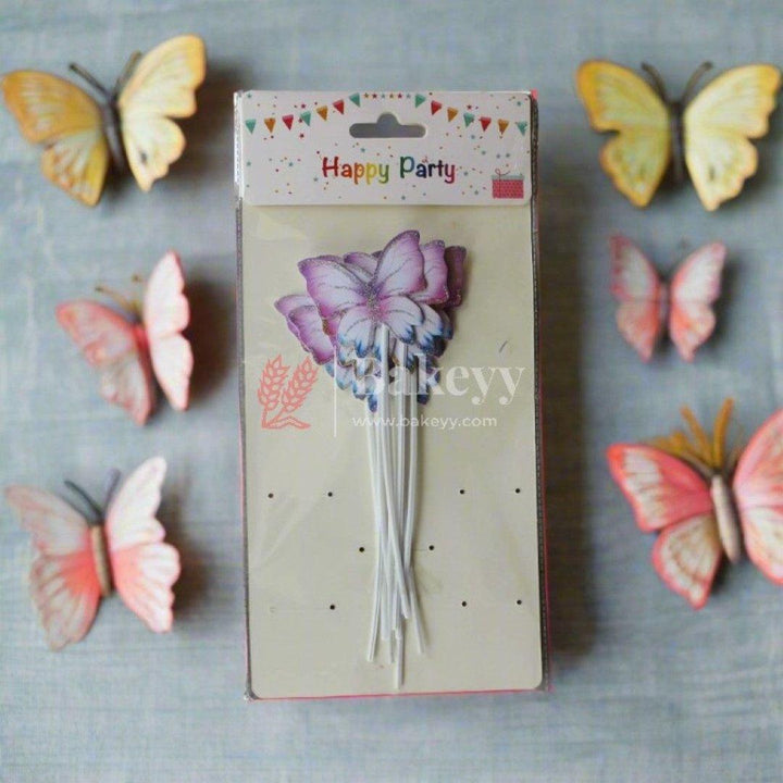 10 pcs shiny butterfly Birthday Cake Topper| decoration Toppers| Bday Decorations Items | - Bakeyy.com