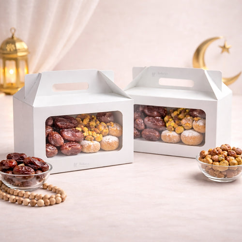 Iftari Meal Box with Transparent Window | 2 Size Options Available | Pack of 25