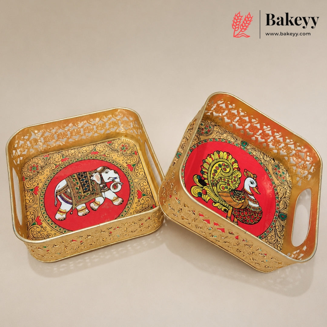 Indian Heritage Art Metal Gift Tray | Pack of 1