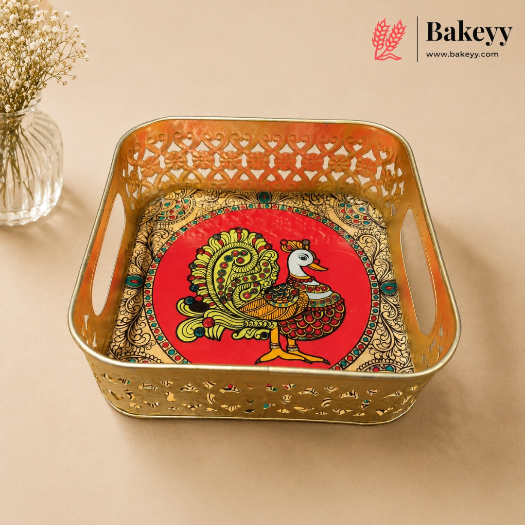 Indian Heritage Art Metal Gift Tray | Pack of 1