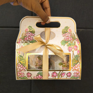 Indian Heritage Embossed Gift Box with Window, Handle & Ribbon | 4 Designs | Pack of 5
