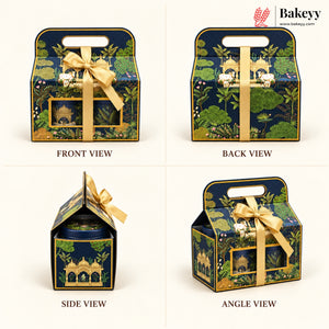 Indian Heritage Embossed Gift Box with Window, Handle & Ribbon | 4 Designs | Pack of 5