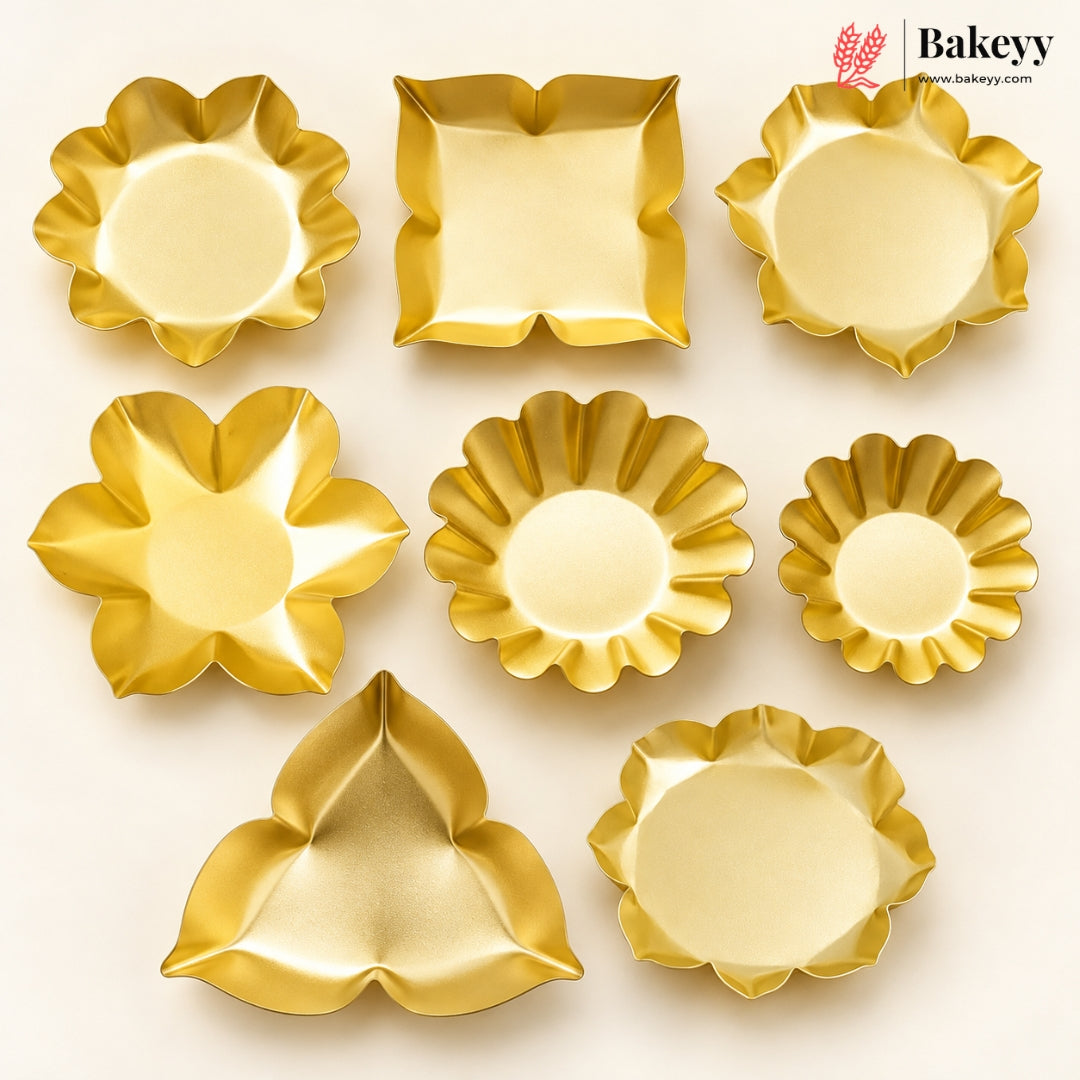 Traditional Gold Finish Decorative Diya Plate | 1 Piece