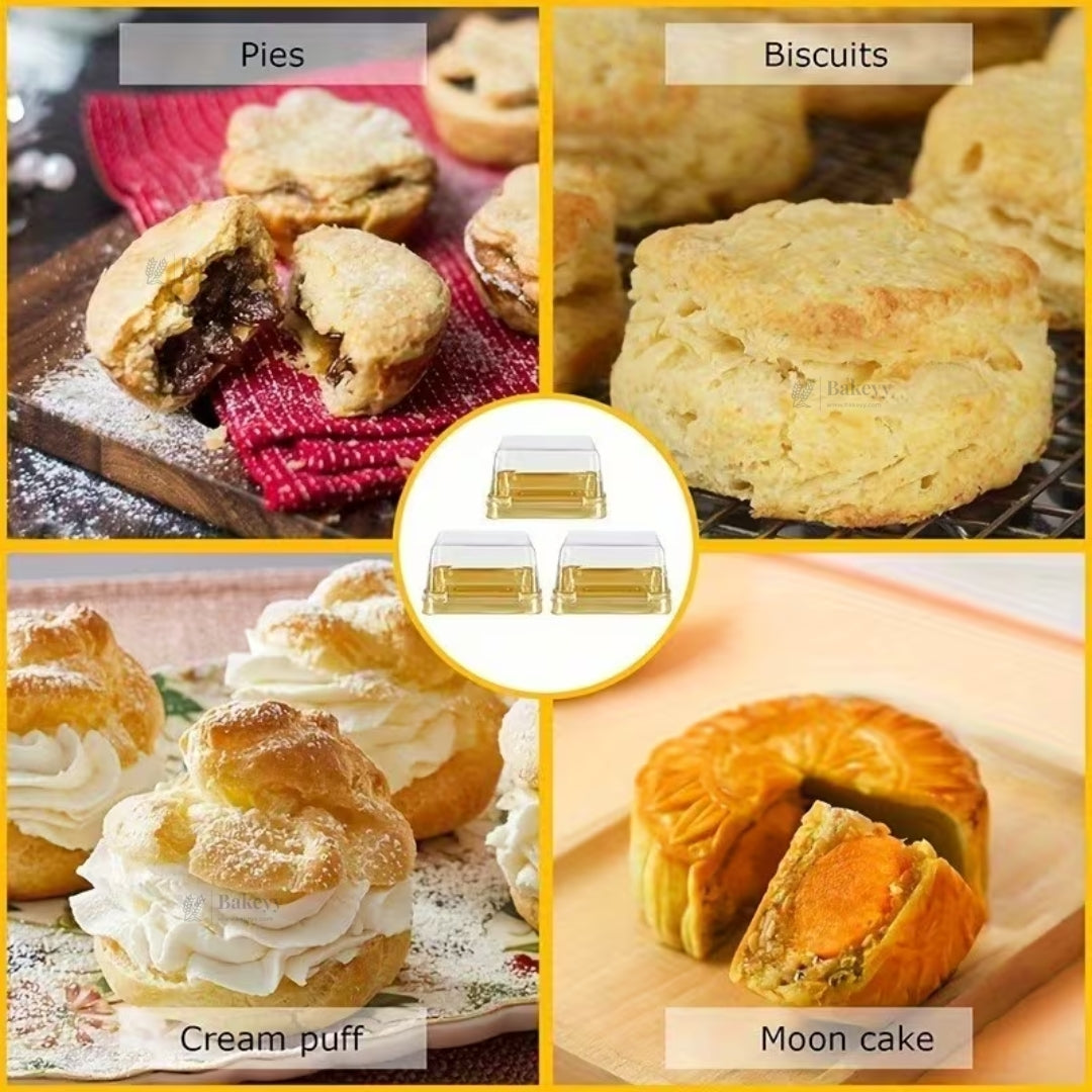 Individual Cupcakes And Pastry Container | Gold Color | Square Moon Cake Holder | 2 Sizes Available| Pack Of 50