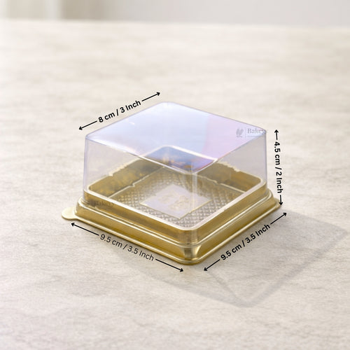 Individual Cupcakes And Pastry Container | Gold Color | Square Moon Cake Holder | 2 Sizes Available| Pack Of 50