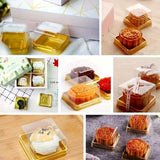 Individual Cupcakes And Pastry Container | Gold Color | Square Moon Cake Holder | 2 Sizes Available| Pack Of 50