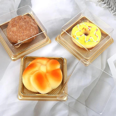 Individual Cupcakes And Pastry Container | Gold Color | Square Moon Cake Holder | 2 Sizes Available| Pack Of 50