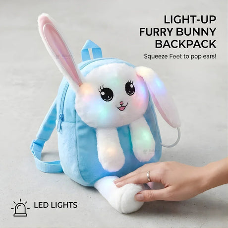 Interactive LED Bunny Plush Backpack | Fluffy Rabbit Design with Moving Ears | 2 Color Options | Pack of 1