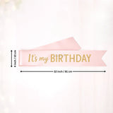 It’s My Birthday Satin Party Sash for Girls Pink with Gold Lettering | Pack of 1