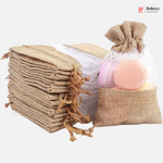 Jute Drawstring Pouch with Double-Sided Transparent Window | Natural Gift & Packaging Bag | Pack of 50