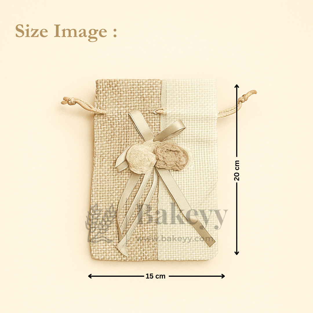 Dual Color Jute Potli Bag with Floral Accent | Traditional Potli Bag | Pack of 10