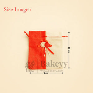 Jute potli bag with floral accents, 9x13 cm, from Bakeyy gift packaging collection