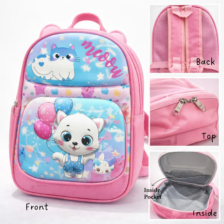 Kids Cartoon Animal Hard-Front Mini Backpack | 3 Cute Animal Designs | Lightweight School & Travel Bag | Pack of 1