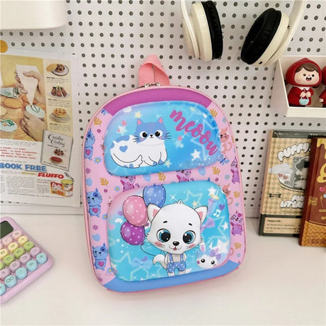 Kids Cartoon Animal Hard-Front Mini Backpack | 3 Cute Animal Designs | Lightweight School & Travel Bag | Pack of 1