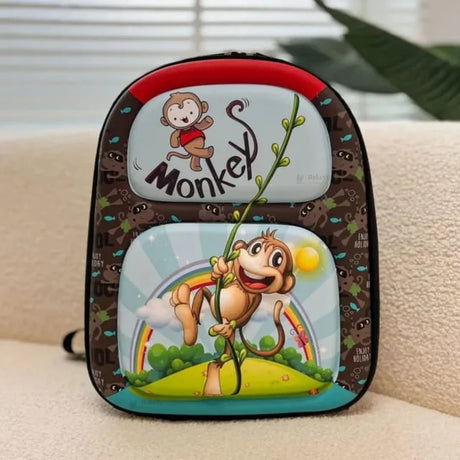 Kids Cartoon Animal Hard-Front Mini Backpack | 3 Cute Animal Designs | Lightweight School & Travel Bag | Pack of 1