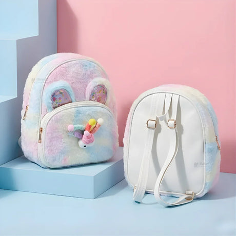 Kids Fluffy Fur Backpack | Soft Plush Mini Backpack | Multiple Color Options | Pack of 1