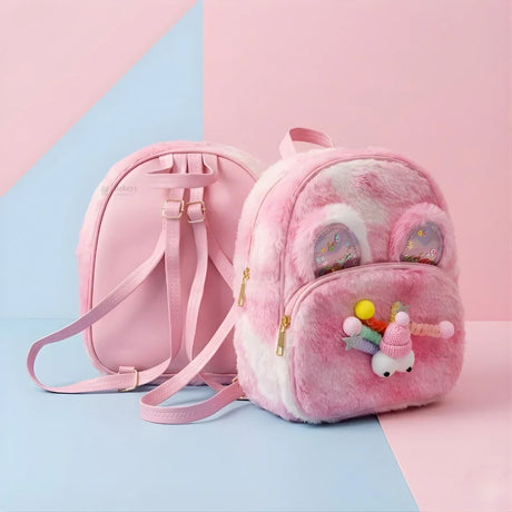 Kids Fluffy Fur Backpack | Soft Plush Mini Backpack | Multiple Color Options | Pack of 1