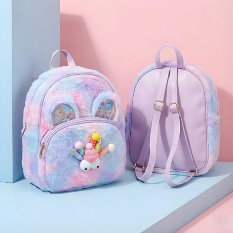 Kids Fluffy Fur Backpack | Soft Plush Mini Backpack | Multiple Color Options | Pack of 1