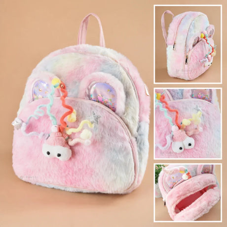 Kids Fluffy Fur Backpack | Soft Plush Mini Backpack | Multiple Color Options | Pack of 1