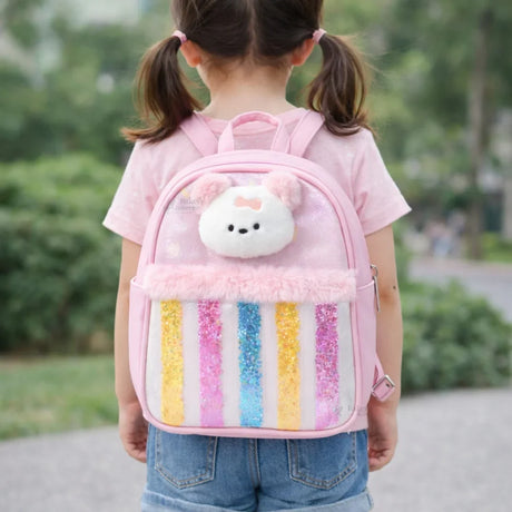 Kids Glitter Star Bear Backpack | Transparent Glitter Front | 3 Color Options | Pack of 1
