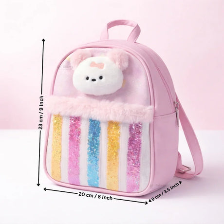 Kids Glitter Star Bear Backpack | Transparent Glitter Front | 3 Color Options | Pack of 1