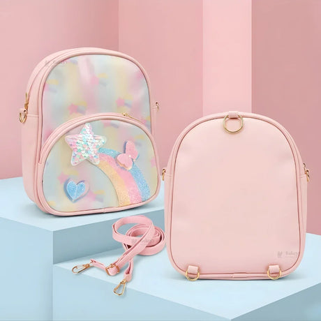 Kids Glitter Unicorn & Rainbow Mini Backpack | Detachable Shoulder Strap | Multiple Color Options | Pack of 1