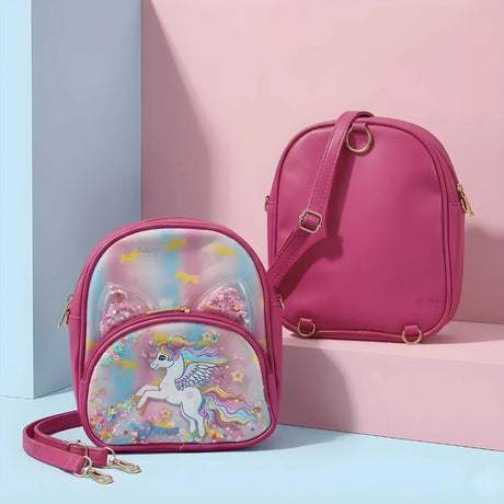 Kids Glitter Unicorn & Rainbow Mini Backpack | Detachable Shoulder Strap | Multiple Color Options | Pack of 1