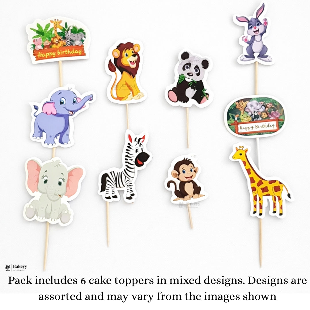 Kids Theme Cake Toppers | Fun Character Designs | Decorative Toppers for Cakes and Cupcakes | Pack of 6