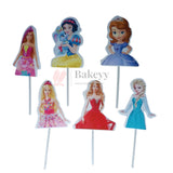 Kids Theme Cake Toppers | Fun Character Designs | Decorative Toppers for Cakes and Cupcakes | Pack of 6