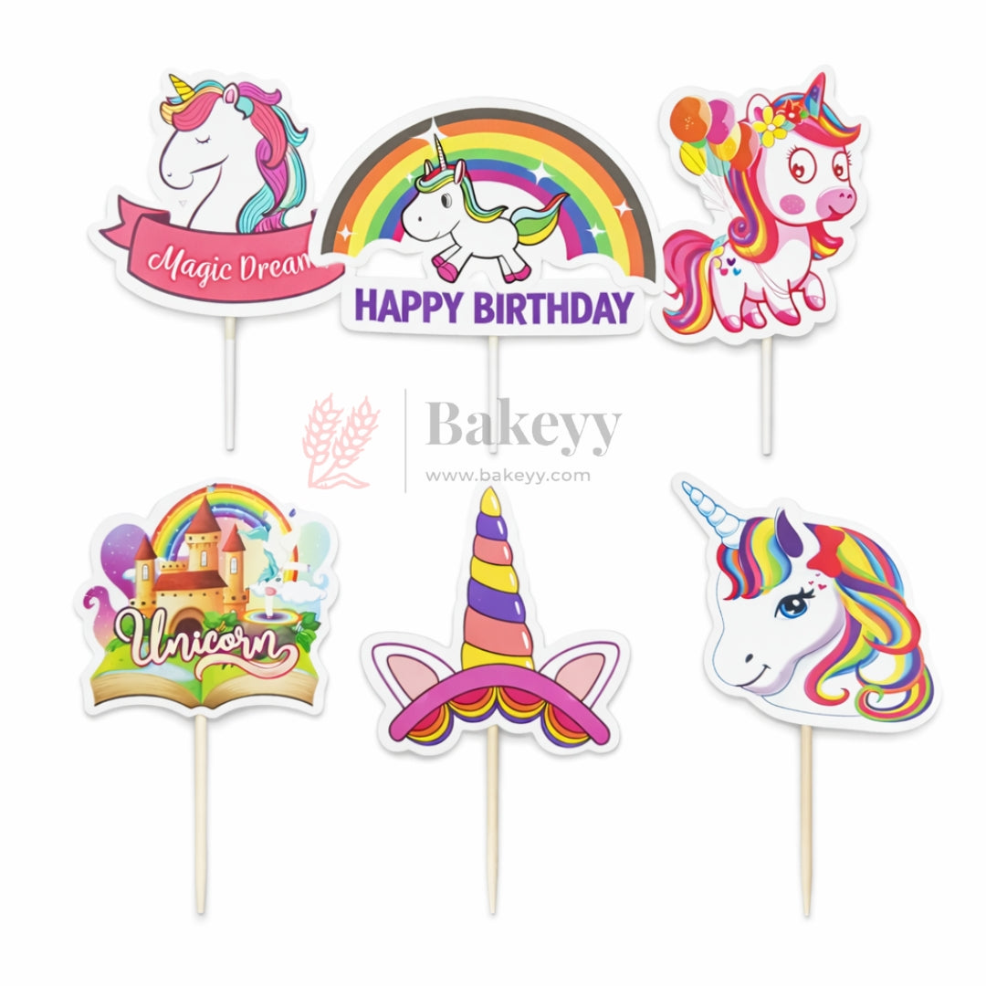 Kids Theme Cake Toppers | Fun Character Designs | Decorative Toppers for Cakes and Cupcakes | Pack of 6
